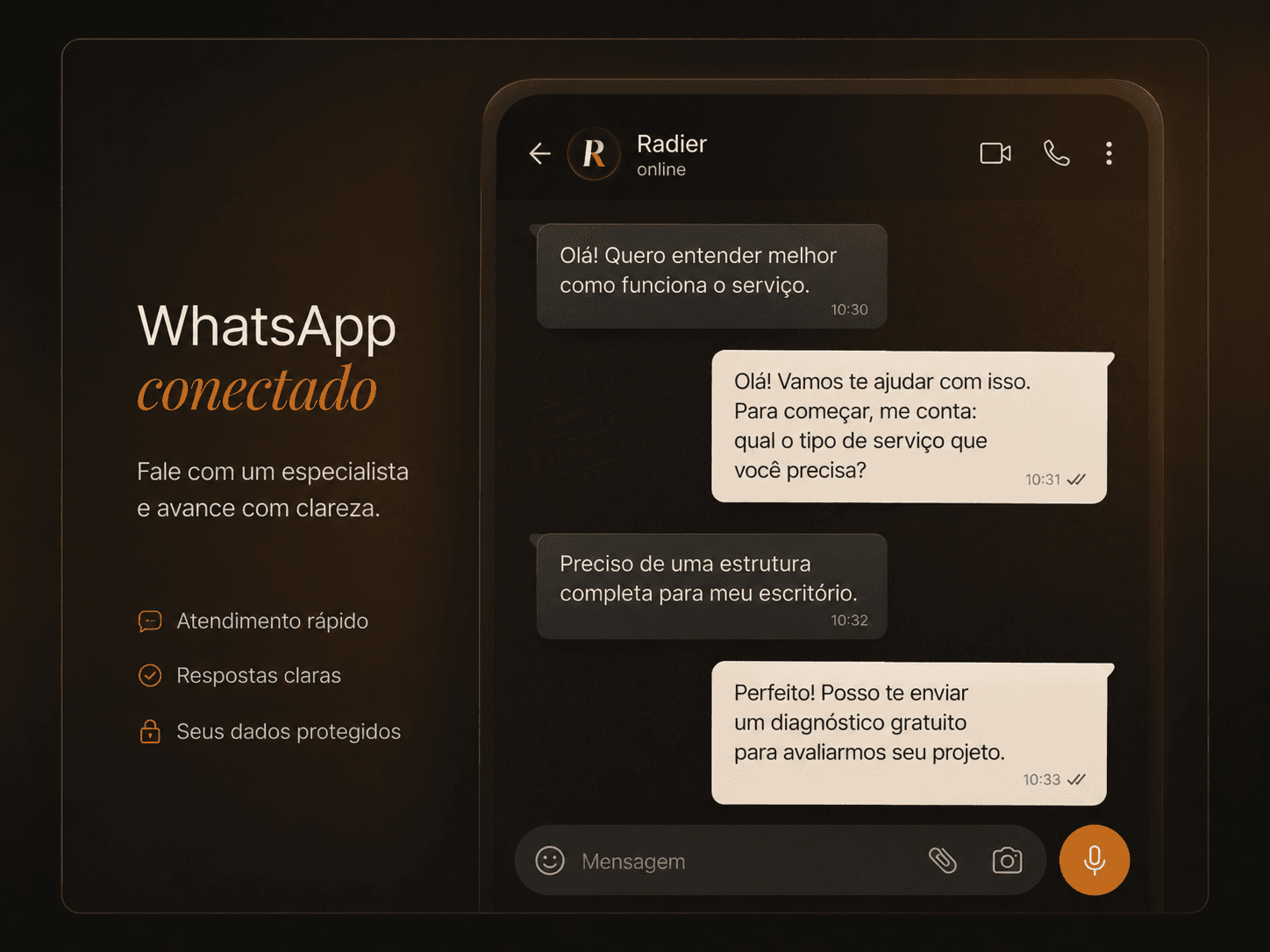 Confiança e conversão — Transformar atenção em contato.